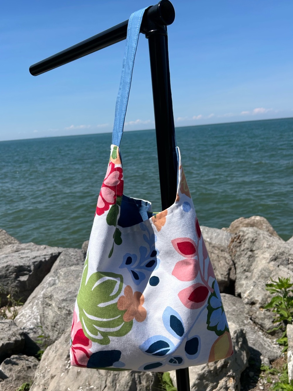Floral Canvas Shoulder Bag in Multicolor